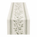 Runner da Tavola con Motivo di Foglie, Beige e Verde