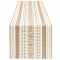 Runner da Tavola a Strisce Geometriche Beige e Bianco 180x40 cm