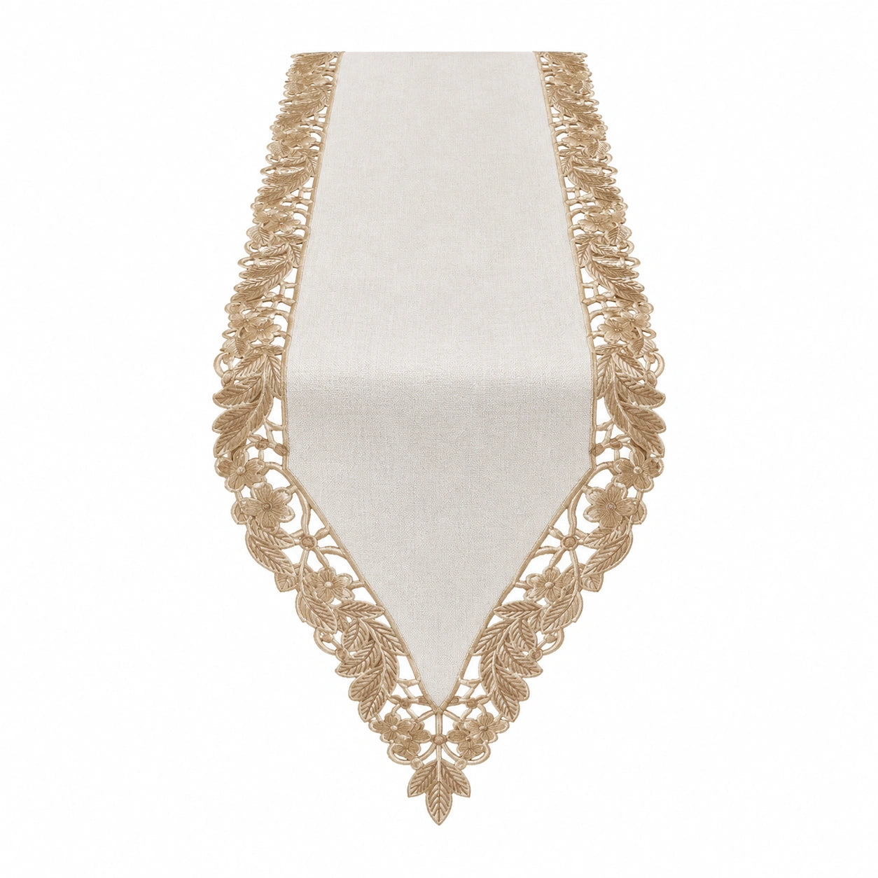 Runner da Tavolo Beige con Ricamo Floreale