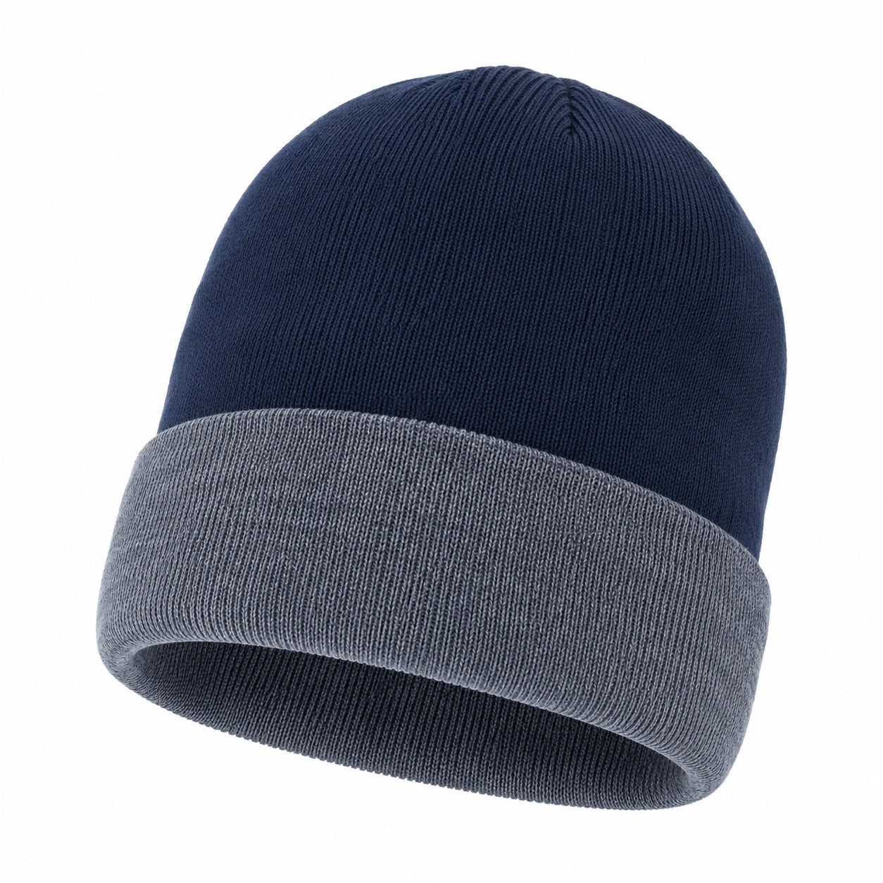 Cappello Invernale a Coste Blu e Grigio