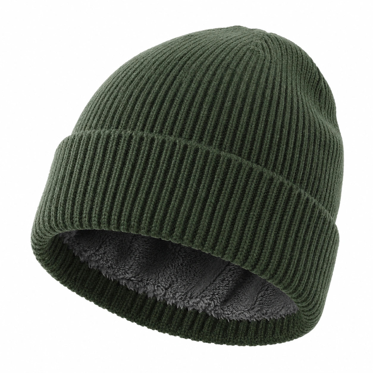 Cappello Invernale Foderato Verde Scuro per Adulti