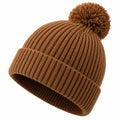Berretto a Maglia con Pompon Marrone