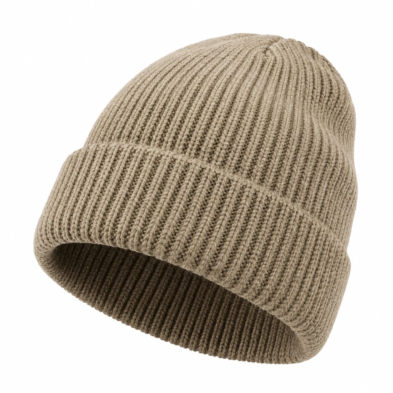 Berretto Unisex in Maglia a Coste Beige