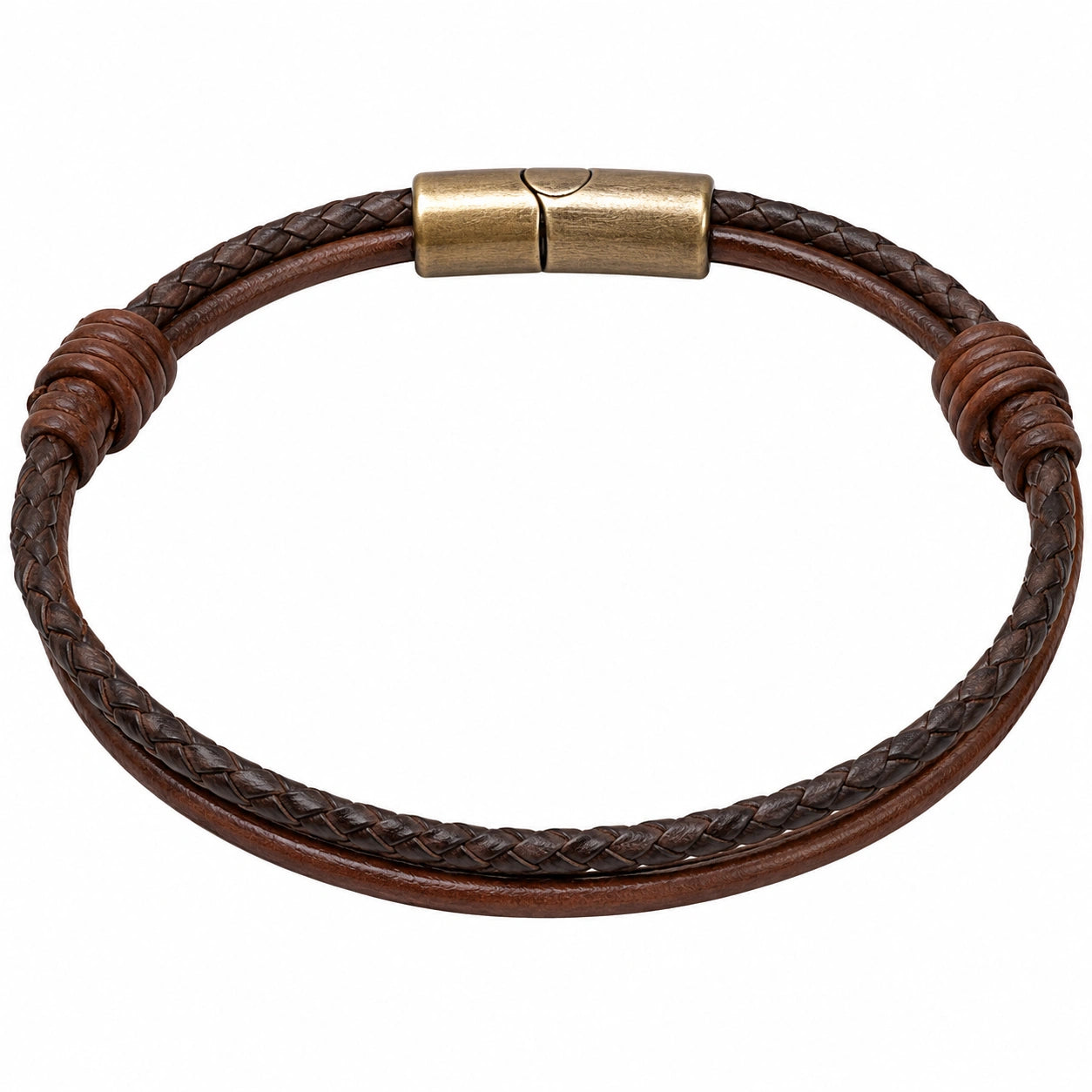 Bracciale intrecciato marrone con chiusura magnetica