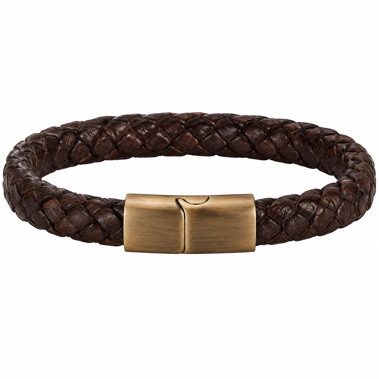 Bracciale Intrecciato con Chiusura Magnetica Effetto Bronzo Marrone