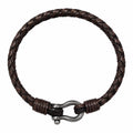 Bracciale Intrecciato Marrone con Fibbia in Metallo