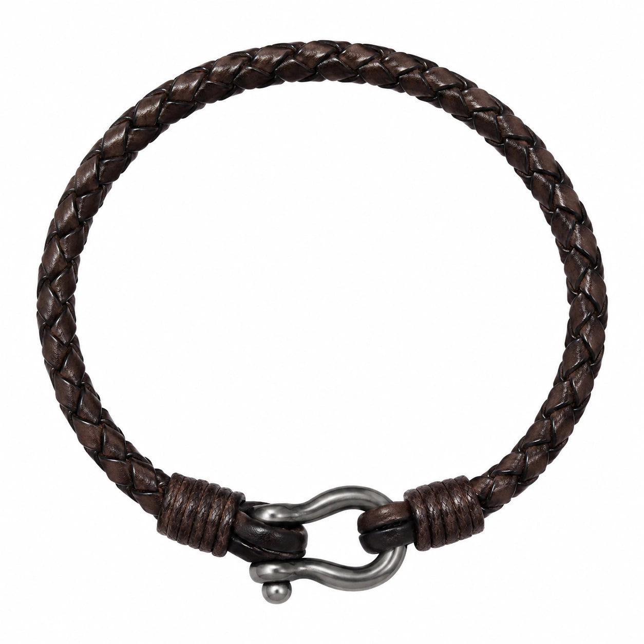 Bracciale Intrecciato Marrone con Fibbia in Metallo