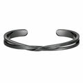 Bracciale rigido aperto intrecciato nero moderno