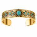 Bracciale Etnico Rigido Oro con Turchese