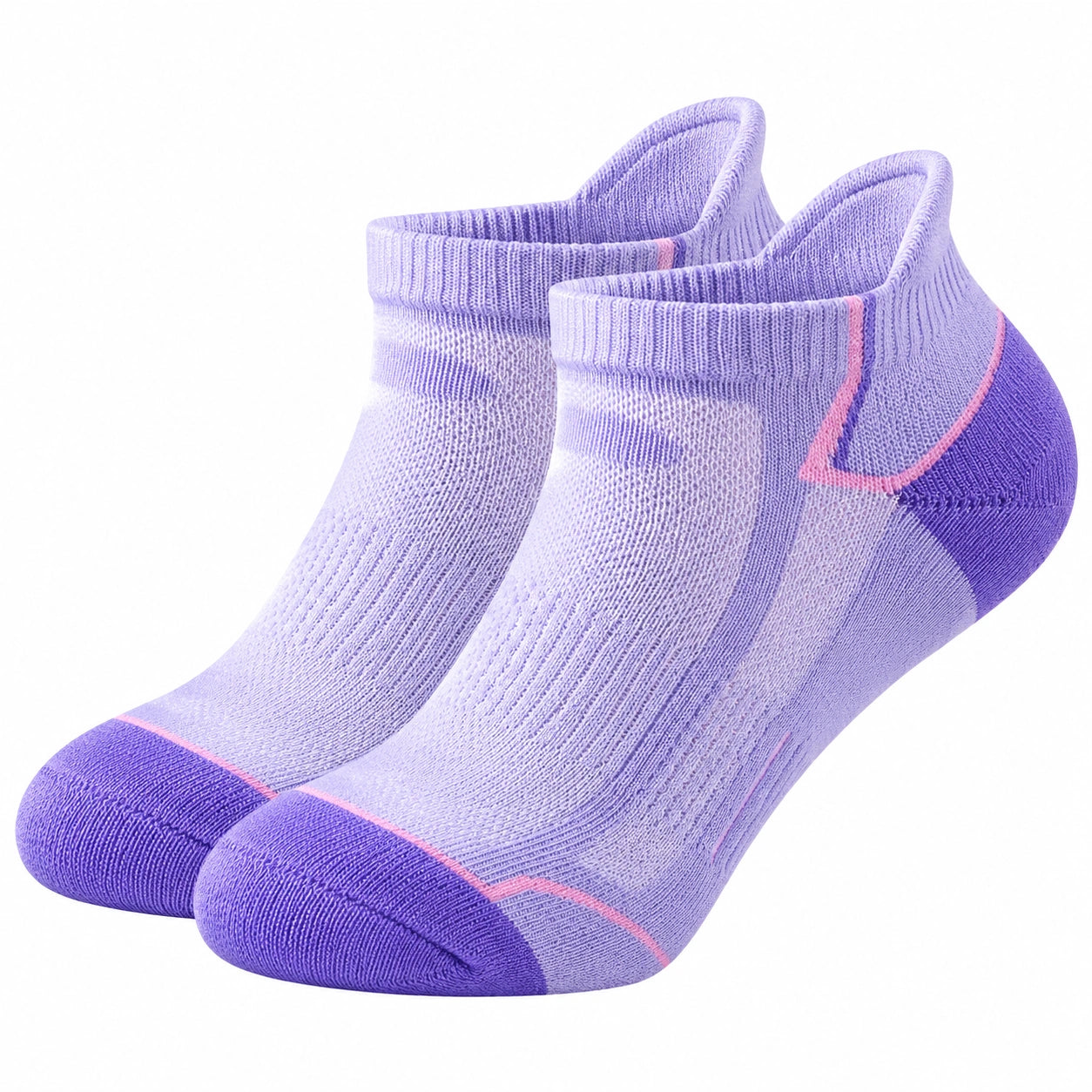 Calzini Sportivi Traspiranti alla Caviglia Viola con Dettagli Rosa
