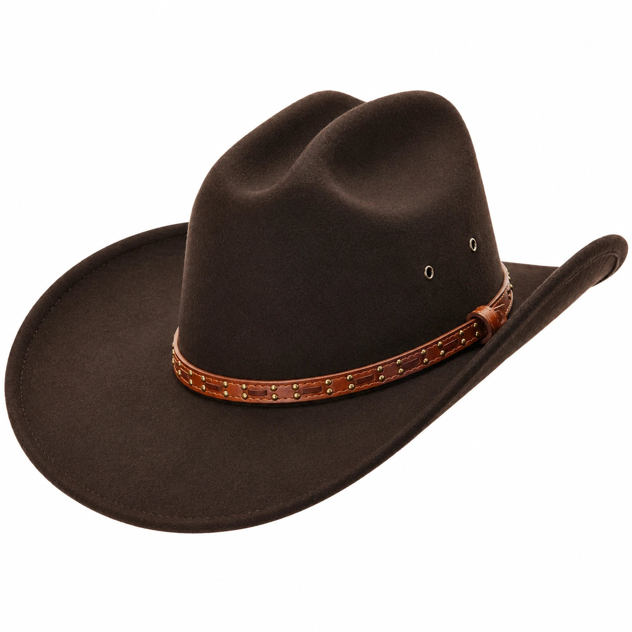 Cappello Cowboy con Cinturino Decorativo - Marrone