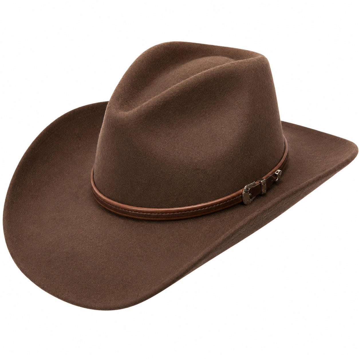 Cappello Cowboy Marrone con Tesa Ampia e Cinturino