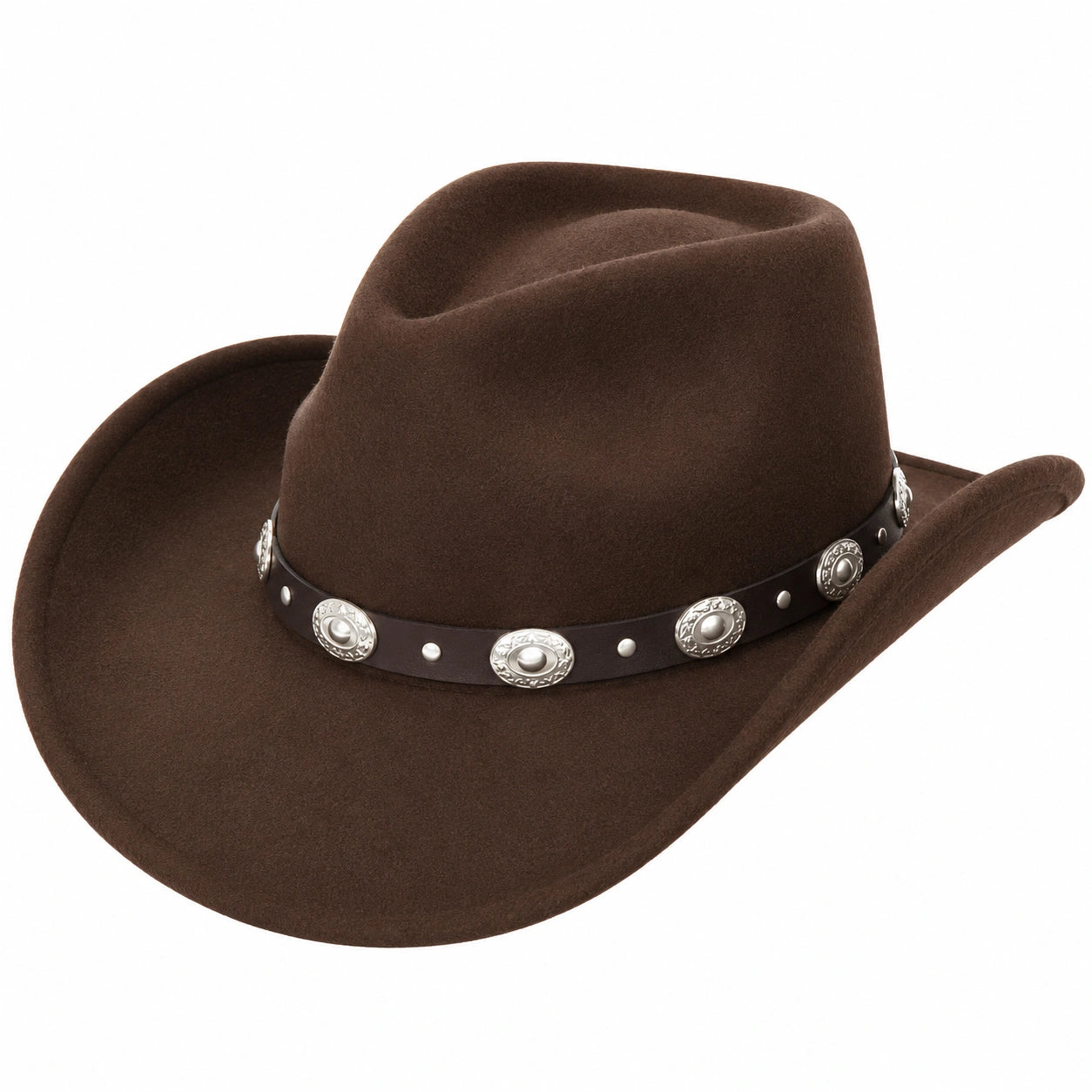 Cappello da Cowboy Marrone con Decorazioni Metalliche