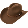 Cappello da Cowboy Western Marrone con Bande in Pelle