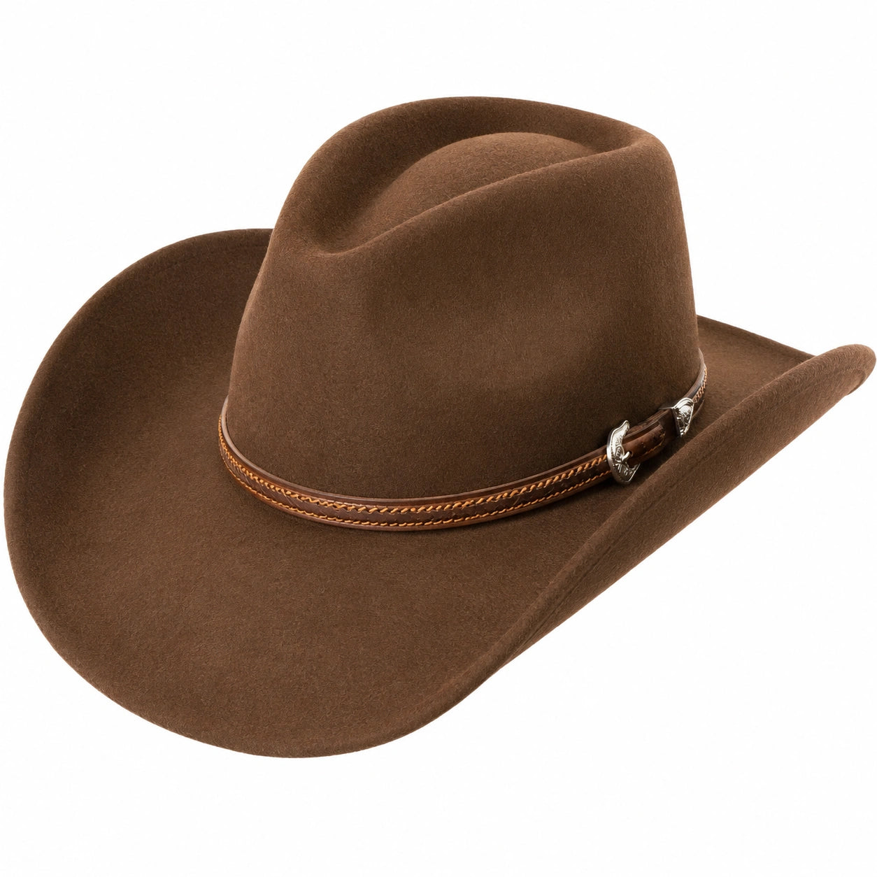Cappello da Cowboy Western Marrone con Bande in Pelle
