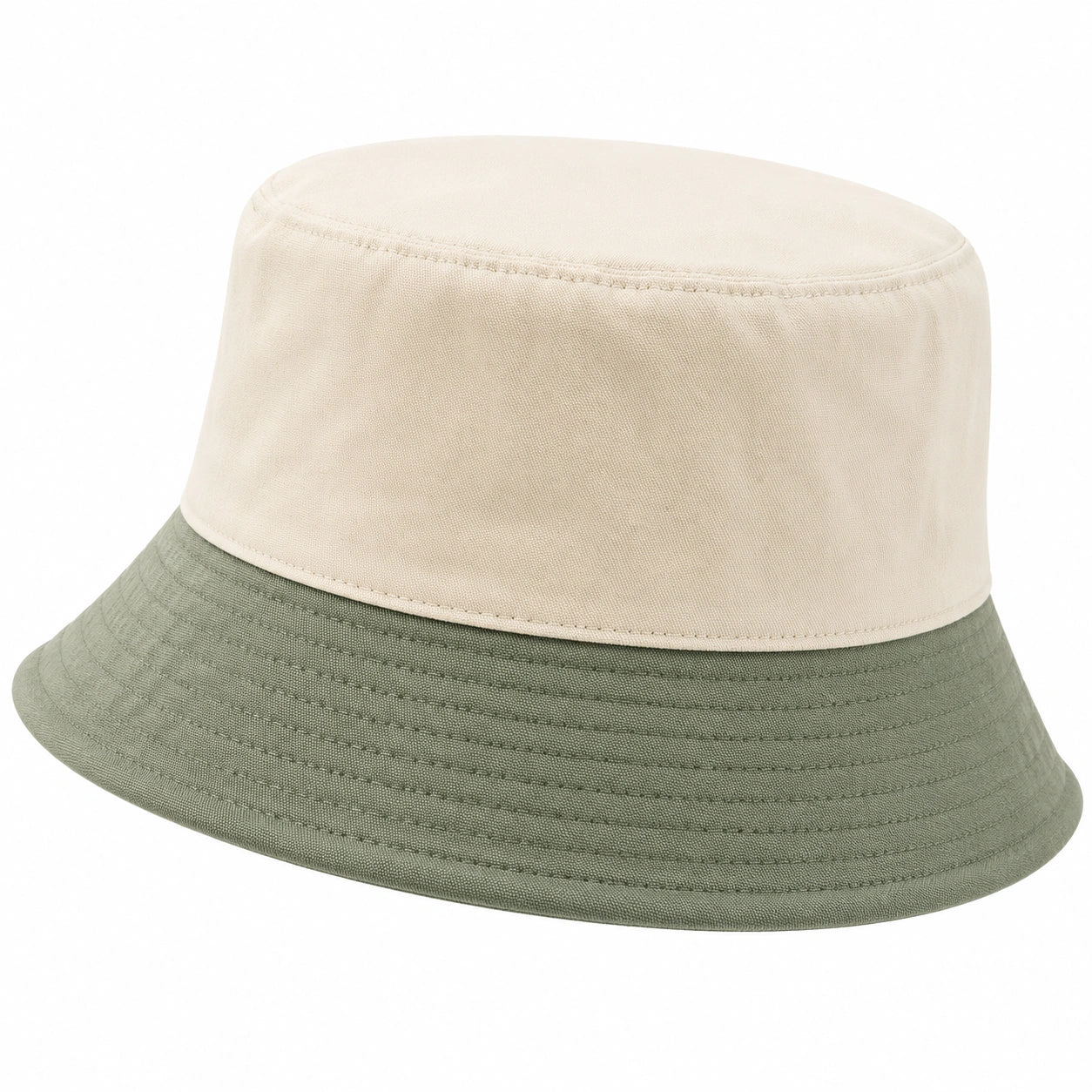 Cappello a Secchiello Bicolore Beige e Verde