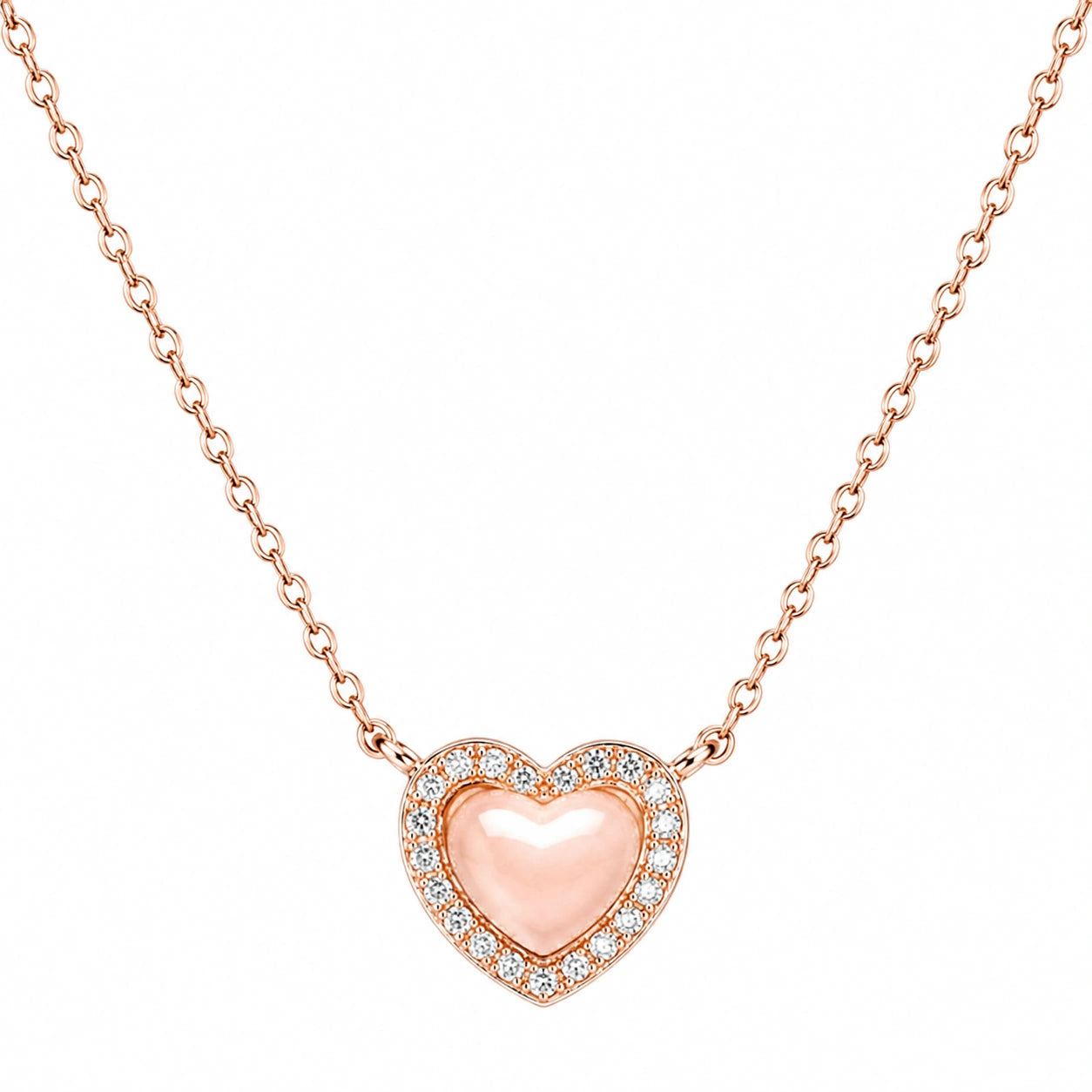 Collana Cuore con Pendente in Cristalli e Oro Rosa Brillante